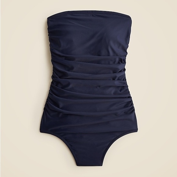 J. Crew Other - J Crew Ruched bandeau one-piece swimsuit Blue Women’s Size 10 Navy Classic Swim